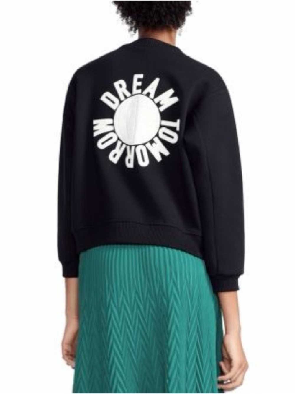 Maje Black Sweatshirt – “Dream Tomorrow” Embroidered Back – Size 2 (M)